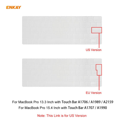 ENKAY TPU Keyboard Protector Cover สำหรับ MacBook Pro 13.3 นิ้ว A1706 / A1989 / A2159 และ Pro 15.4 นิ้ว A1707 / A1990 (พร้อมแถบสัมผัส) เวอร์ชันอเมริกา