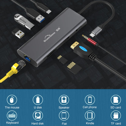 Blueendless 9 In 1 มัลติฟังก์ชั่น Type-C / USB-C HUB Expansion Dock, 9 In 1