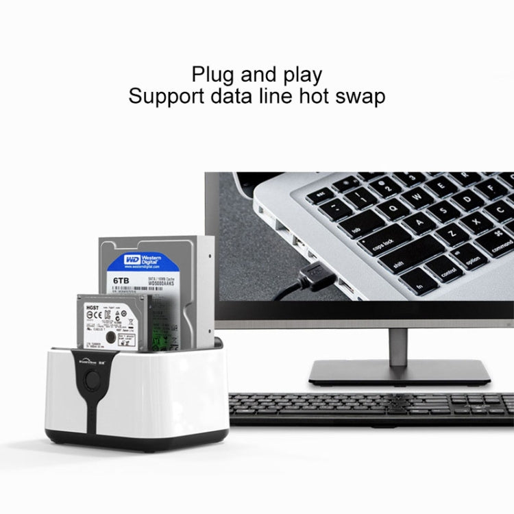 Blueendless 2.5 / 3.5 นิ้ว SATA USB 3.0 2 แท่นวางฮาร์ดไดรฟ์