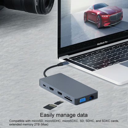 Blueendless 12 In 1 มัลติฟังก์ชั่น Type-C / USB-C HUB Expansion Dock, 12 In 1