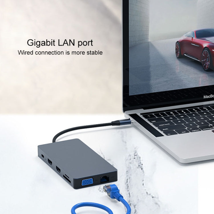 Blueendless 12 In 1 มัลติฟังก์ชั่น Type-C / USB-C HUB Expansion Dock, 12 In 1