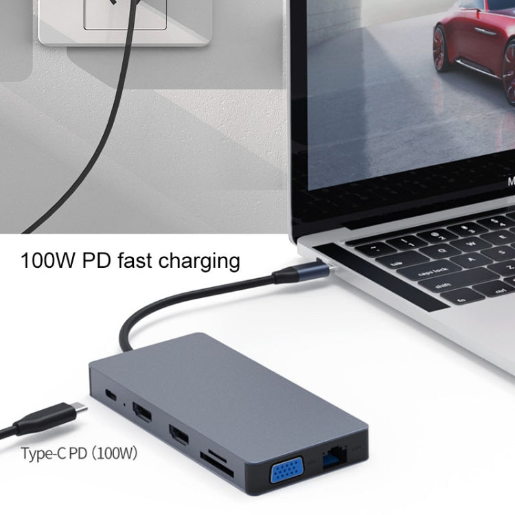 Blueendless 12 In 1 มัลติฟังก์ชั่น Type-C / USB-C HUB Expansion Dock, 12 In 1