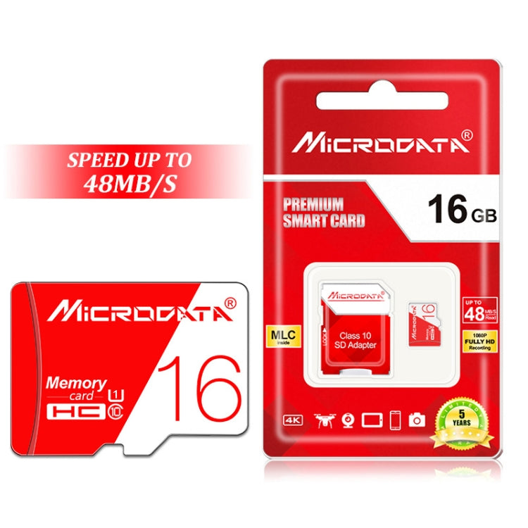 MICRODATA 16GB ความเร็วสูง U1 การ์ดหน่วยความจำ TF (Micro SD) สีแดงและสีขาว, 16GB