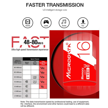 MICRODATA 32GB ความเร็วสูง U1 การ์ดหน่วยความจำ TF (Micro SD) สีแดงและสีขาว, 32GB