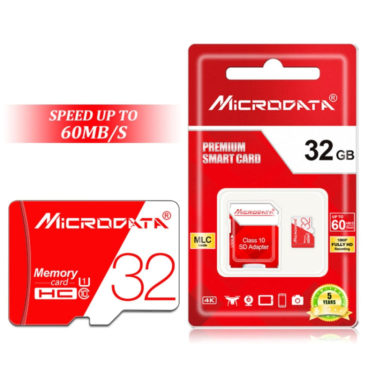 MICRODATA 32GB ความเร็วสูง U1 การ์ดหน่วยความจำ TF (Micro SD) สีแดงและสีขาว, 32GB
