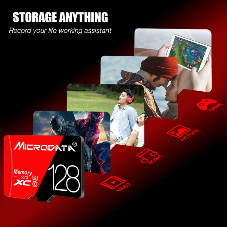 MICRODATA 16GB ความเร็วสูง U1 การ์ดหน่วยความจำ TF (Micro SD) สีแดงและสีดำ, 16GB