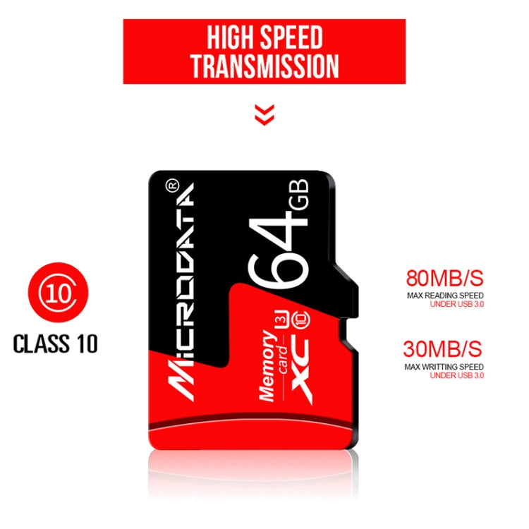 MICRODATA 8GB U1 การ์ดหน่วยความจำ TF (Micro SD) สีแดงและสีดำ, 8GB