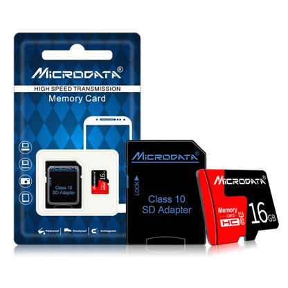 MICRODATA 16GB U1 การ์ดหน่วยความจำ TF (Micro SD) สีแดงและสีดำ, 16GB