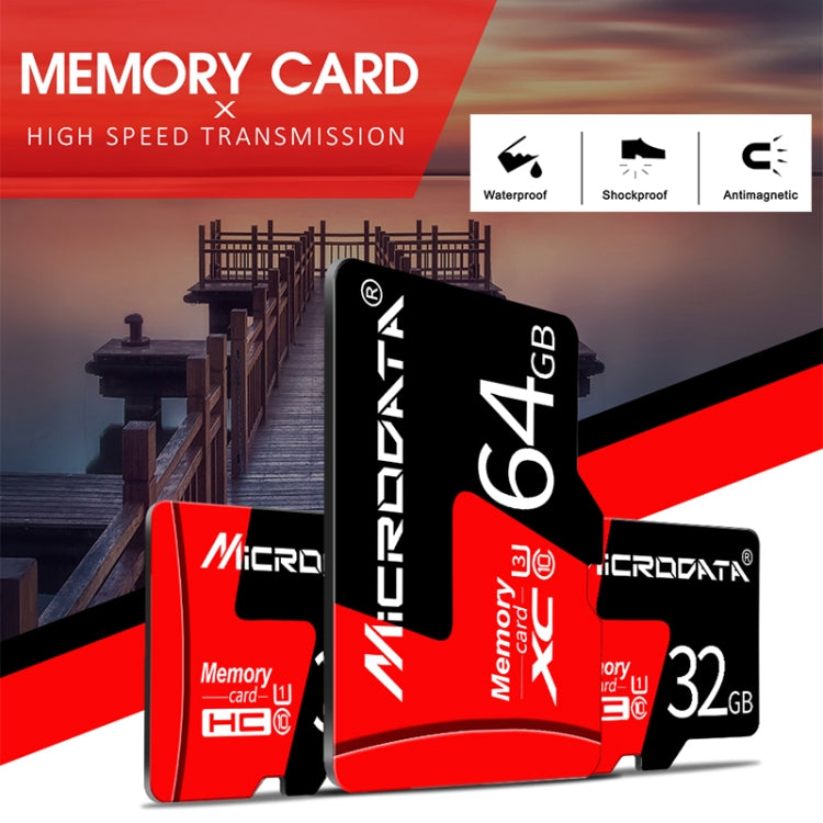 MICRODATA 16GB U1 การ์ดหน่วยความจำ TF (Micro SD) สีแดงและสีดำ, 16GB