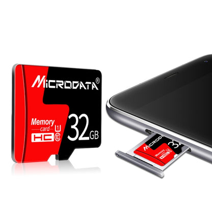 MICRODATA 32GB U1 การ์ดหน่วยความจำ TF (Micro SD) สีแดงและสีดำ, 32GB