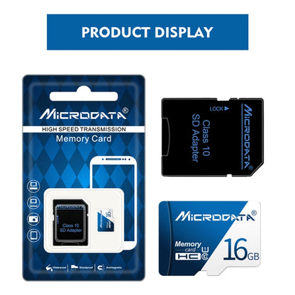 MICRODATA 16GB U1 การ์ดหน่วยความจำ TF (Micro SD) สีน้ำเงินและสีขาว, 16GB