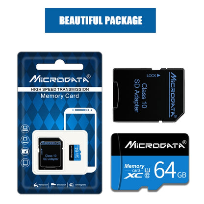 MICRODATA 64GB U3 การ์ดหน่วยความจำ TF (Micro SD) สีน้ำเงินและสีดำ, 64GB