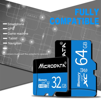 MICRODATA 64GB U3 การ์ดหน่วยความจำ TF (Micro SD) สีน้ำเงินและสีดำ, 64GB