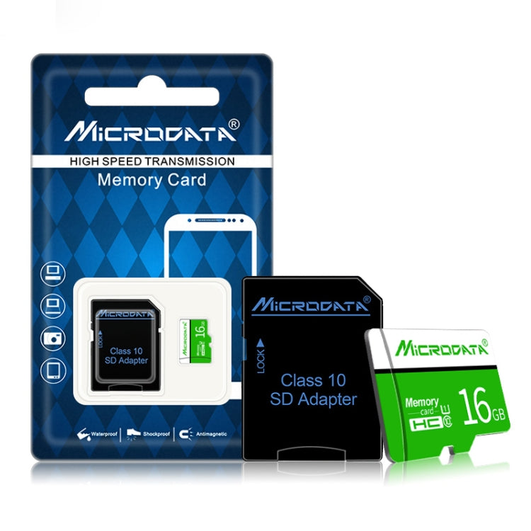 MICRODATA 16GB U1 การ์ดหน่วยความจำ TF สีเขียวและสีขาว (Micro SD), 16GB