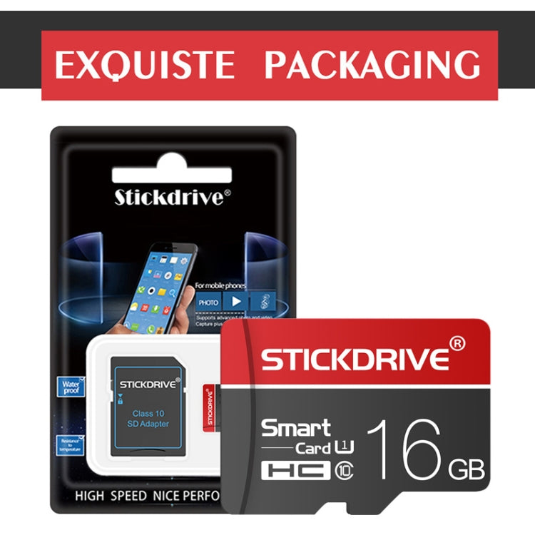 STICKDRIVE 16GB U1 White Line การ์ดหน่วยความจำ TF (Micro SD) สีแดงและสีดำ, 16GB