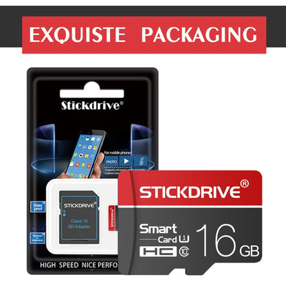 STICKDRIVE 16GB U1 White Line การ์ดหน่วยความจำ TF (Micro SD) สีแดงและสีดำ, 16GB