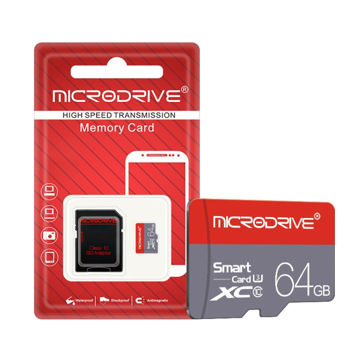 Microdrive 64GB การ์ดหน่วยความจำ Micro SD (TF) คลาส 10 ความเร็วสูง, 64GB