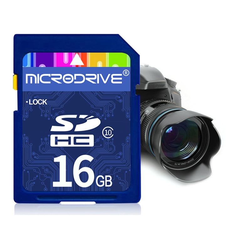 การ์ดหน่วยความจำ SD Microdrive ความเร็วสูง Class 10 ขนาด 16GB สำหรับอุปกรณ์ดิจิตอลทั้งหมดที่มีช่องเสียบการ์ด SD, 16GB