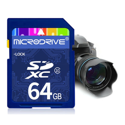 การ์ดหน่วยความจำ SD Microdrive ความเร็วสูง Class 10 ขนาด 64GB สำหรับอุปกรณ์ดิจิตอลทั้งหมดที่มีช่องเสียบการ์ด SD, 64GB