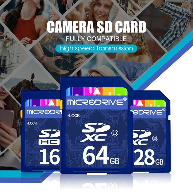 การ์ดหน่วยความจำ SD Microdrive ความเร็วสูง Class 10 ขนาด 64GB สำหรับอุปกรณ์ดิจิตอลทั้งหมดที่มีช่องเสียบการ์ด SD, 64GB