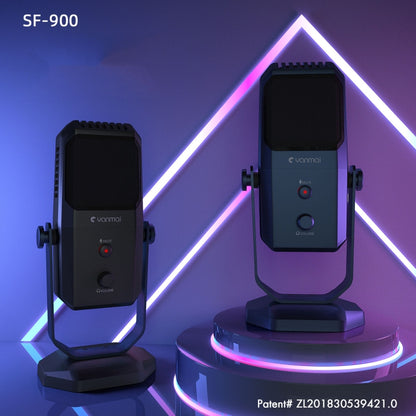 Yanmai SF-900 มัลติฟังก์ชั่นสี่ทิศทางสตูดิโอบันทึกคอนเดนเซอร์ไมโครโฟนพร้อมขาตั้งตั้งโต๊ะ
