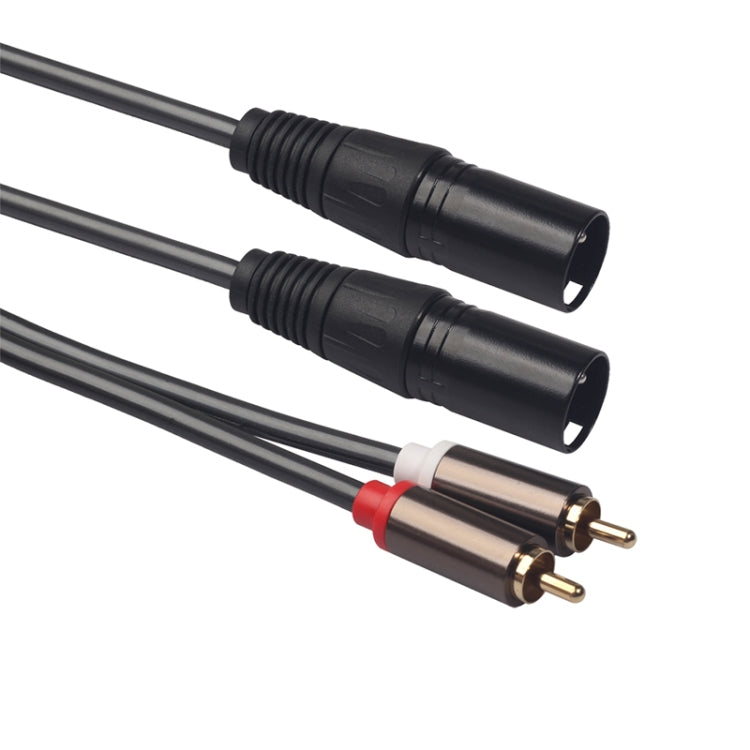 366119-15 2 RCA ชาย 2 XLR 3 พินสายสัญญาณเสียงชาย ความยาว: 1.5 ม., 366119-15 2 RCA Male to 2 XLR 3 Pin Male