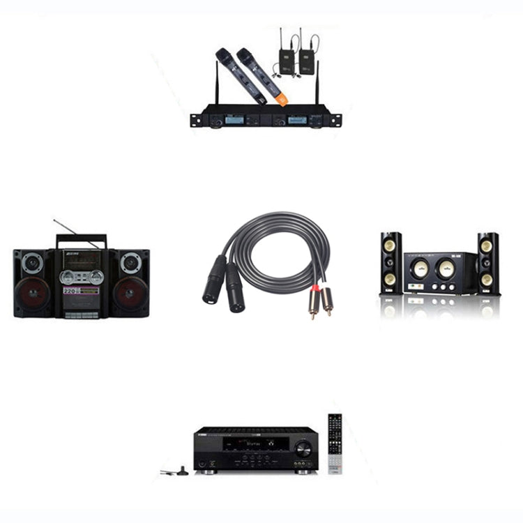366119-15 2 RCA ชาย 2 XLR 3 พินสายสัญญาณเสียงชาย ความยาว: 1.5 ม., 366119-15 2 RCA Male to 2 XLR 3 Pin Male