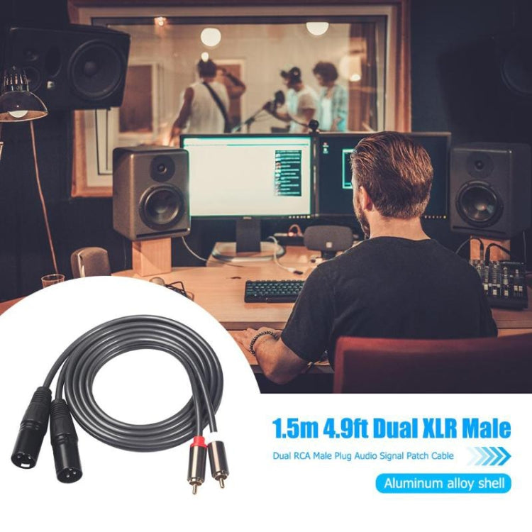 366119-15 2 RCA ชาย 2 XLR 3 พินสายสัญญาณเสียงชาย ความยาว: 1.5 ม., 366119-15 2 RCA Male to 2 XLR 3 Pin Male