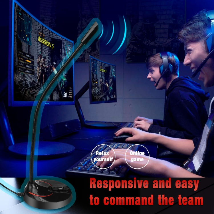 HXSJ F12 ไมโครโฟนคอมพิวเตอร์ USB แบบโค้งงอได้ 360 องศาโดยไม่ต้องใช้ไดรฟ์ ความยาวสายเคเบิล: 2.2 ม.