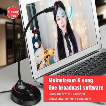 HXSJ F12 ไมโครโฟนคอมพิวเตอร์ USB แบบโค้งงอได้ 360 องศาโดยไม่ต้องใช้ไดรฟ์ ความยาวสายเคเบิล: 2.2 ม.