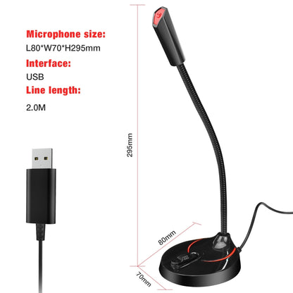 HXSJ F12 ไมโครโฟนคอมพิวเตอร์ USB แบบโค้งงอได้ 360 องศาโดยไม่ต้องใช้ไดรฟ์ ความยาวสายเคเบิล: 2.2 ม.