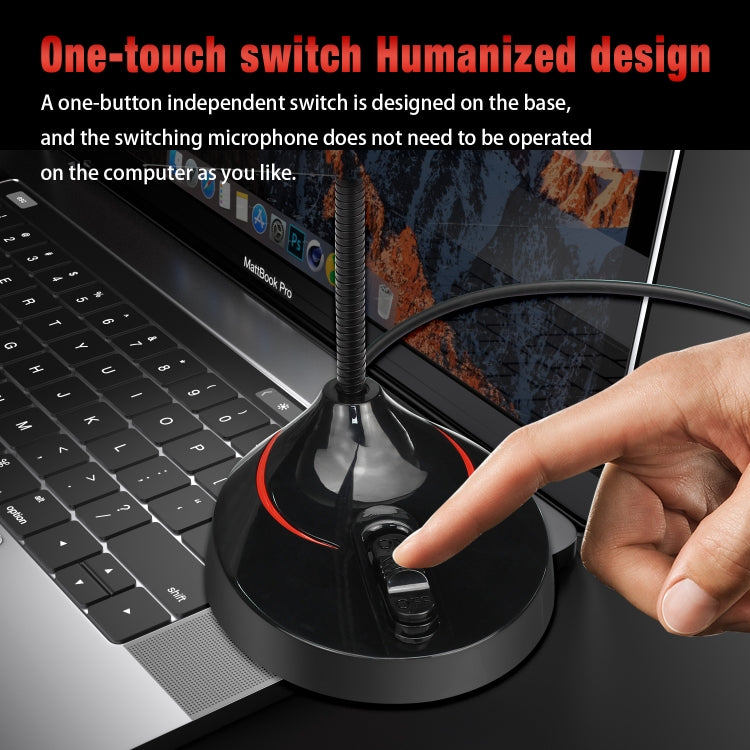 HXSJ F12 ไมโครโฟนคอมพิวเตอร์ USB แบบโค้งงอได้ 360 องศาโดยไม่ต้องใช้ไดรฟ์ ความยาวสายเคเบิล: 2.2 ม.
