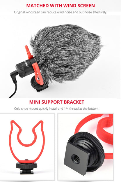 YELANGU MIC10 YLG9920A Professional Interview Condenser วิดีโอไมโครโฟน Shotgun พร้อมสายสัญญาณเสียง 3.5 มม. สำหรับกล้อง DSLR และ DV, Microphone