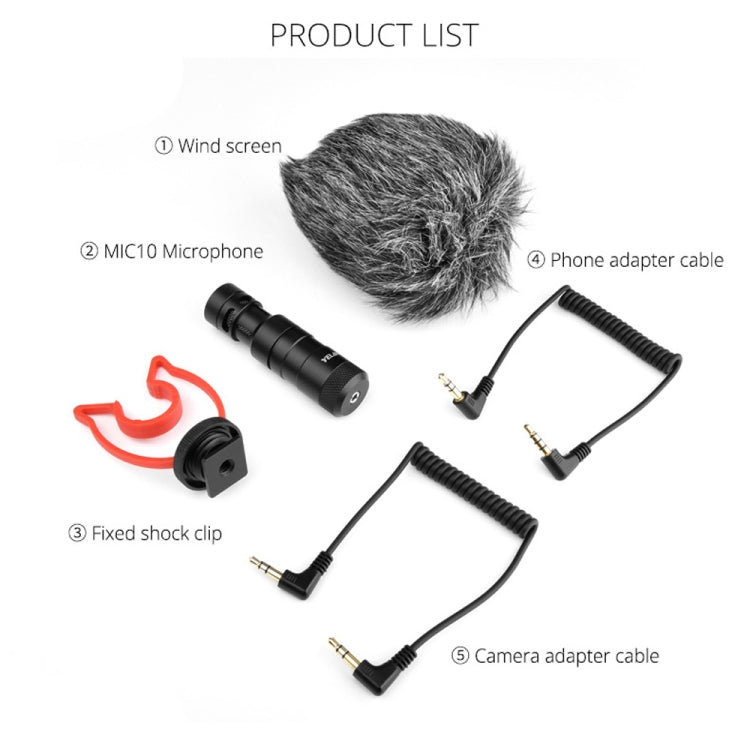 YELANGU MIC10 YLG9920A Professional Interview Condenser วิดีโอไมโครโฟน Shotgun พร้อมสายสัญญาณเสียง 3.5 มม. สำหรับกล้อง DSLR และ DV, Microphone
