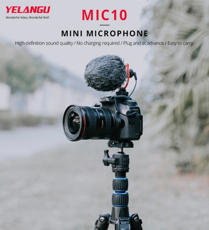 YELANGU MIC10 YLG9920A Professional Interview Condenser วิดีโอไมโครโฟน Shotgun พร้อมสายสัญญาณเสียง 3.5 มม. สำหรับกล้อง DSLR และ DV, Microphone