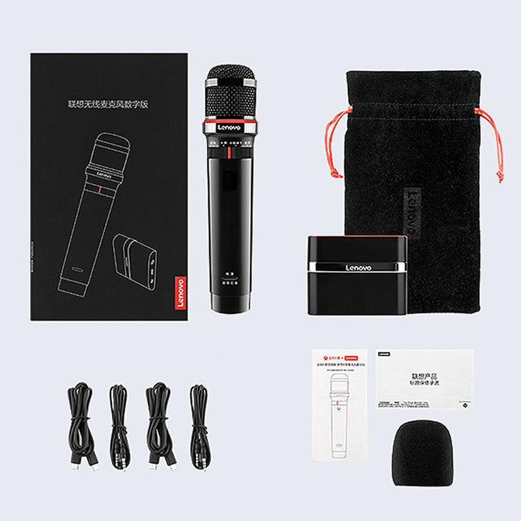 เดิม Lenovo UM20-U K เพลงไมโครโฟนดิจิตอลไร้สายอุปกรณ์บันทึกสดพร้อมตัวรับสัญญาณไร้สาย