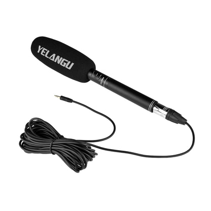 YELANGU YLG9933A MIC07 Professional Interview Condenser วิดีโอไมโครโฟน Shotgun พร้อมอะแดปเตอร์เสียง 6.5 มม. และสายสัญญาณเสียง RXL 3.5 มม.