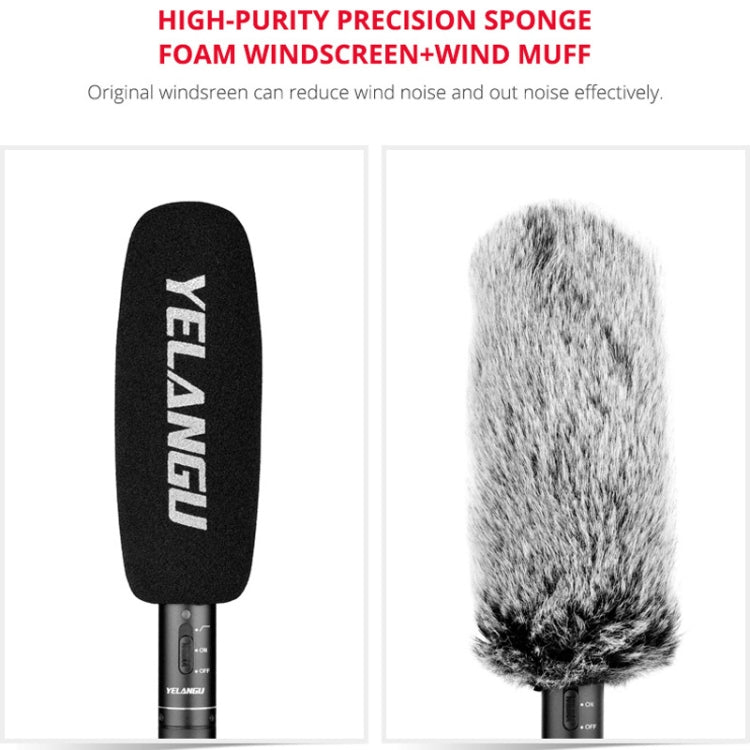 YELANGU YLG9933A MIC07 Professional Interview Condenser วิดีโอไมโครโฟน Shotgun พร้อมอะแดปเตอร์เสียง 6.5 มม. และสายสัญญาณเสียง RXL 3.5 มม.