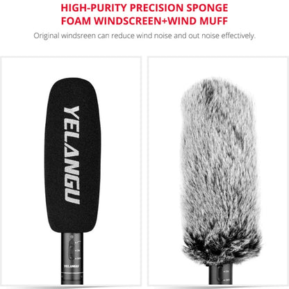 YELANGU YLG9933A MIC07 Professional Interview Condenser วิดีโอไมโครโฟน Shotgun พร้อมอะแดปเตอร์เสียง 6.5 มม. และสายสัญญาณเสียง RXL 3.5 มม.