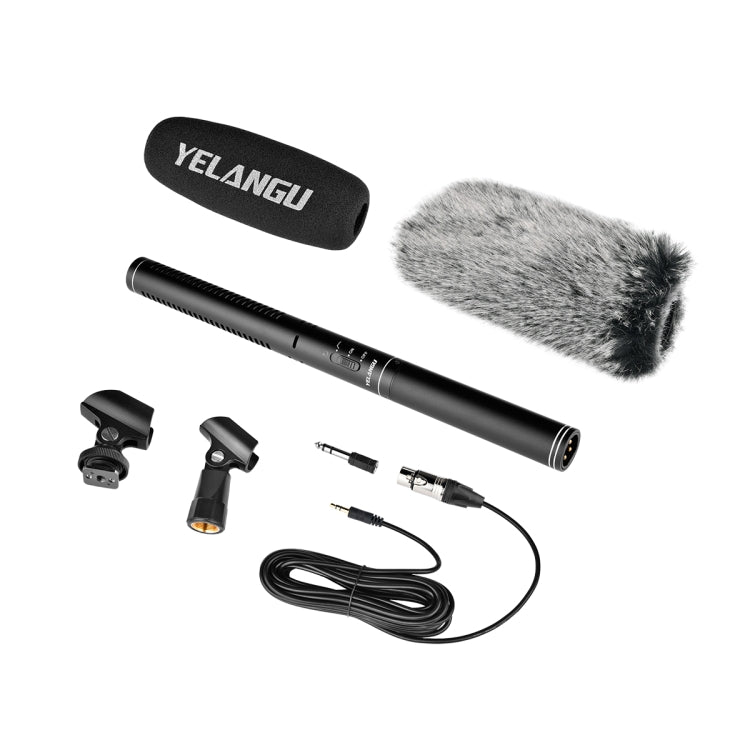 YELANGU YLG9933A MIC07 Professional Interview Condenser วิดีโอไมโครโฟน Shotgun พร้อมอะแดปเตอร์เสียง 6.5 มม. และสายสัญญาณเสียง RXL 3.5 มม.