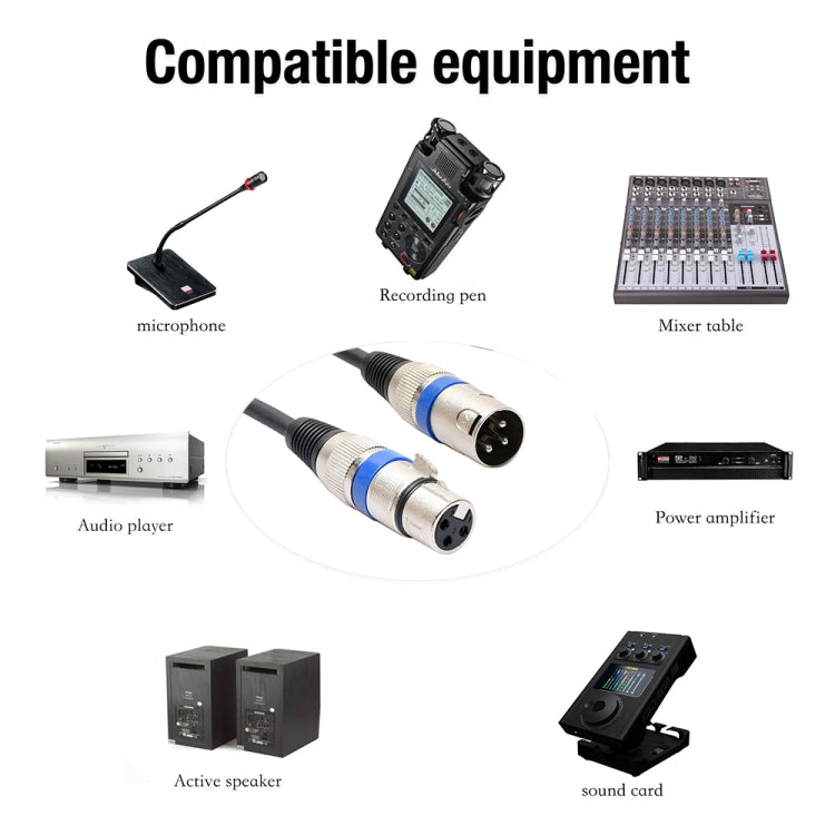 10m 3-Pin XLR Male to XLR Female MIC Shielded Cable Microphone Audio Cord, Length: 10m (Blue)