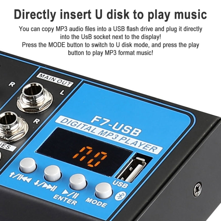 F7 Home 7-channel Bluetooth USB Reverb Mixer ปลั๊ก US, F7 US Plug