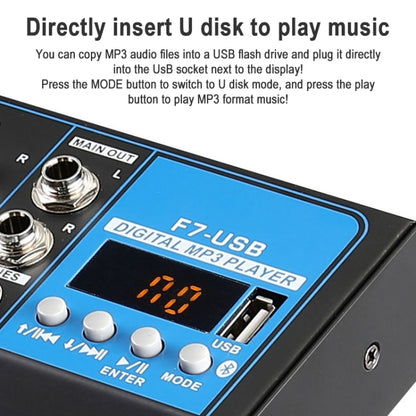 F7 Home 7-channel Bluetooth USB Reverb Mixer ปลั๊ก US, F7 US Plug