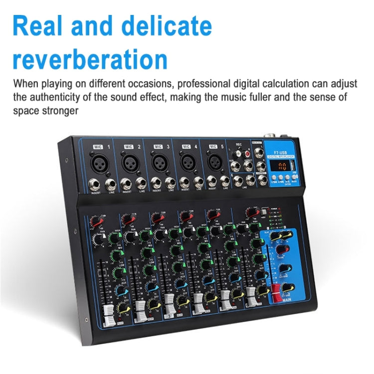 F7 Home 7-channel Bluetooth USB Reverb Mixer ปลั๊ก US, F7 US Plug