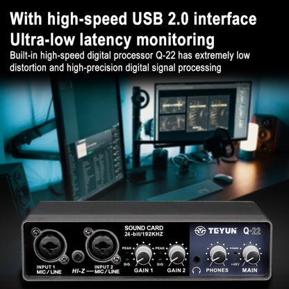 TEYUN Q-22 คอมพิวเตอร์ USB ฟรี Srive ไมโครโฟน การ์ดเสียงภายนอก, Q-22