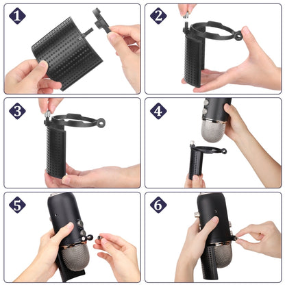TEYUN PS-4x3 คอนเดนเซอร์ไมโครโฟน U-รูป Blowout ฝาครอบเดสก์ท็อปเสียงอุปกรณ์เสริมคลิป, PS-4