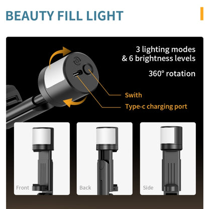 Q12s บลูทูธรีโมทคอนโทรล Rotatable Fill Light ขาตั้งกล้อง Selfie Stick, Q12s
