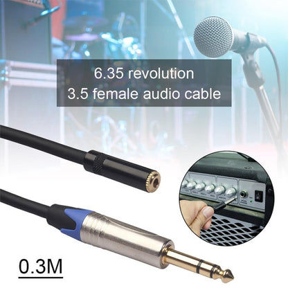 TC203NF03 สายสัญญาณเสียงหญิงขนาด 6.35 มม. ถึง 3.5 มม. ความยาว: 0.3 ม., TC203NF03 6.35mm Male to 3.5mm Female