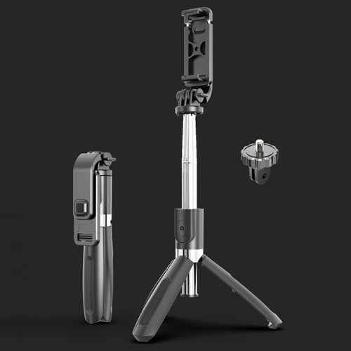 L02 100 ซม. มัลติฟังก์ชั่นปรับ Bluetooth Self-timer Pole ขาตั้ง Selfie Stick