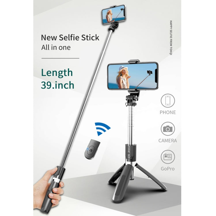 L02 100 ซม. มัลติฟังก์ชั่นปรับ Bluetooth Self-timer Pole ขาตั้ง Selfie Stick